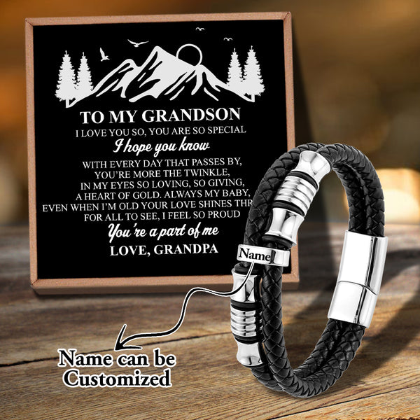 Grandpa To Grandson - You Are A Part Of Me Personalized Name Bracelet