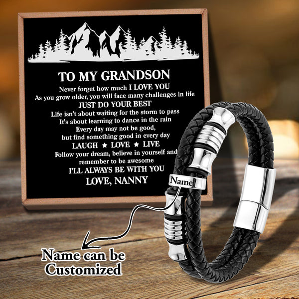 Nanny To Grandson - Just Do Your Best Personalized Name Bracelet