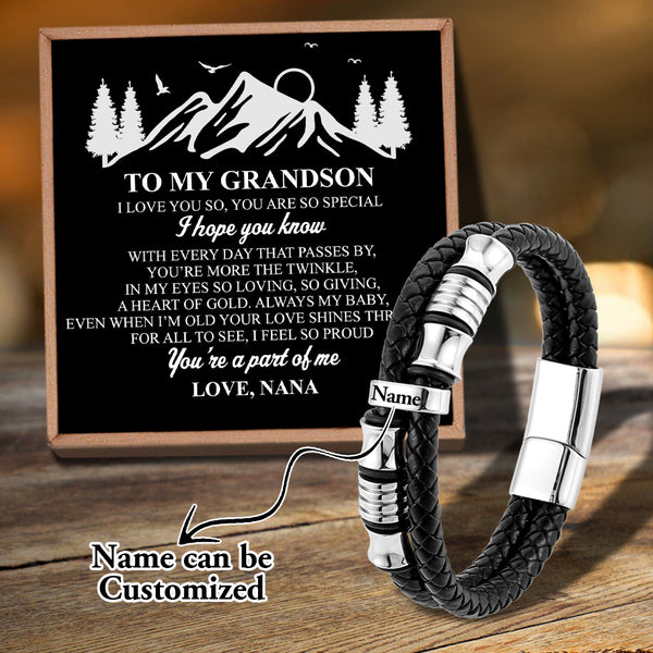 Nana To Grandson - You Are A Part Of Me Personalized Name Bracelet