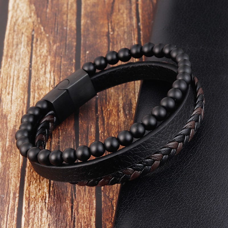 Bracelets For Dad Son To Dad - The World's Best Trucker Black Beaded Bracelets For Men GiveMe-Gifts