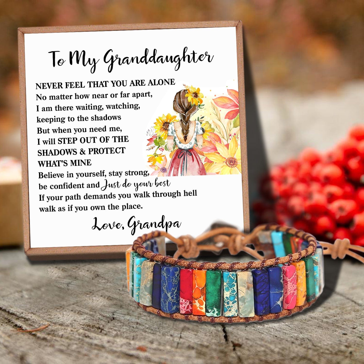 Bracelets For Granddaughter Grandpa To Granddaughter - You Are Not Alone Gemstones Chakra Bracelet GiveMe-Gifts