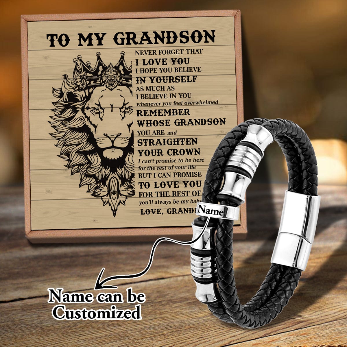 Bracelets For Grandson Grandma To Grandson - Believe In Yourself Personalized Name Bracelet GiveMe-Gifts