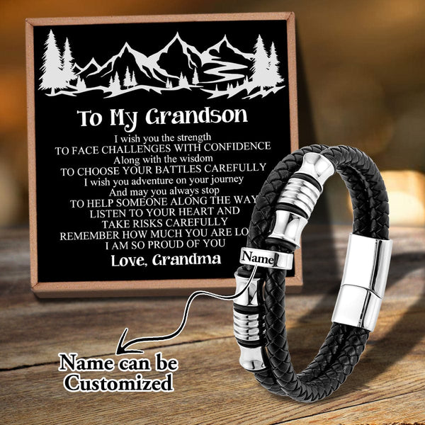 Bracelets For Grandson Grandma To Grandson - I Am So Proud Of You Personalized Name Bracelet GiveMe-Gifts