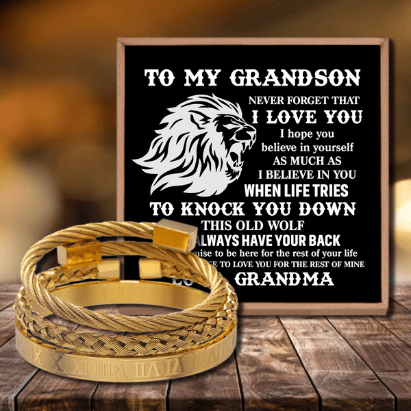 Bracelets Grandma To Grandson - I Believe In You Roman Numeral Bracelet Set Gold GiveMe-Gifts