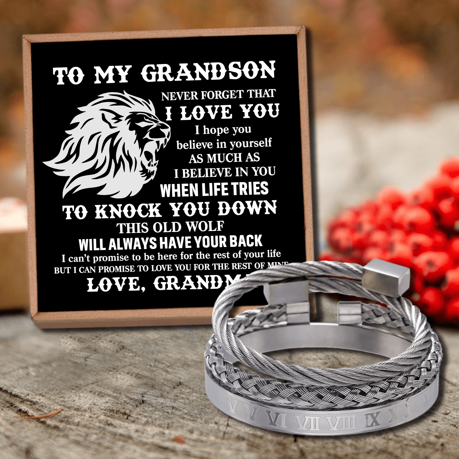 Bracelets Grandma To Grandson - I Believe In You Roman Numeral Bracelet Set Silver GiveMe-Gifts