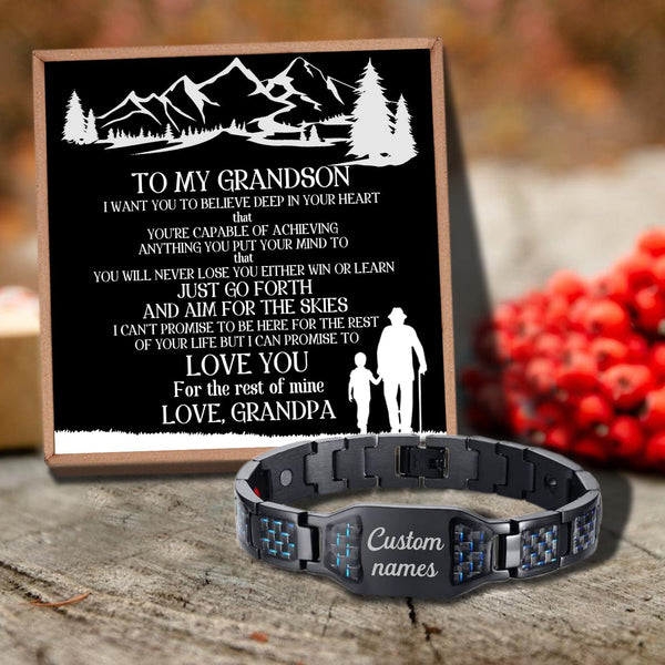 Bracelets For Grandson Grandpa To Grandson - I Love You For The Rest Of Mine Customized Name Bracelet GiveMe-Gifts