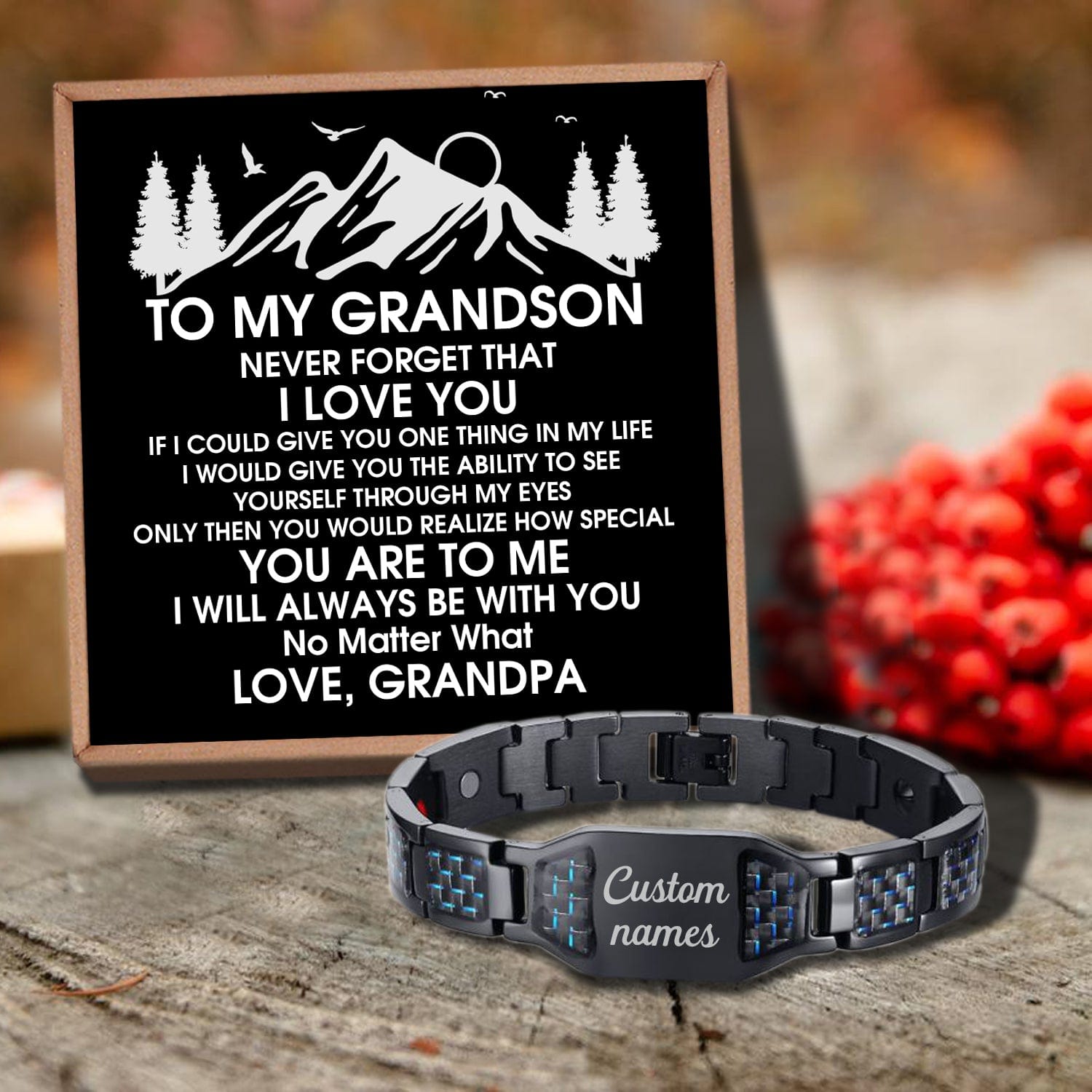 Bracelets For Grandson Grandpa To Grandson - I Will Always Be With You Customized Name Bracelet GiveMe-Gifts