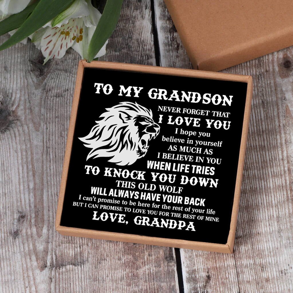 Bracelets For Grandson Grandpa To Grandson - I Will Always Have Your Back Black Beaded Bracelets For Men GiveMe-Gifts