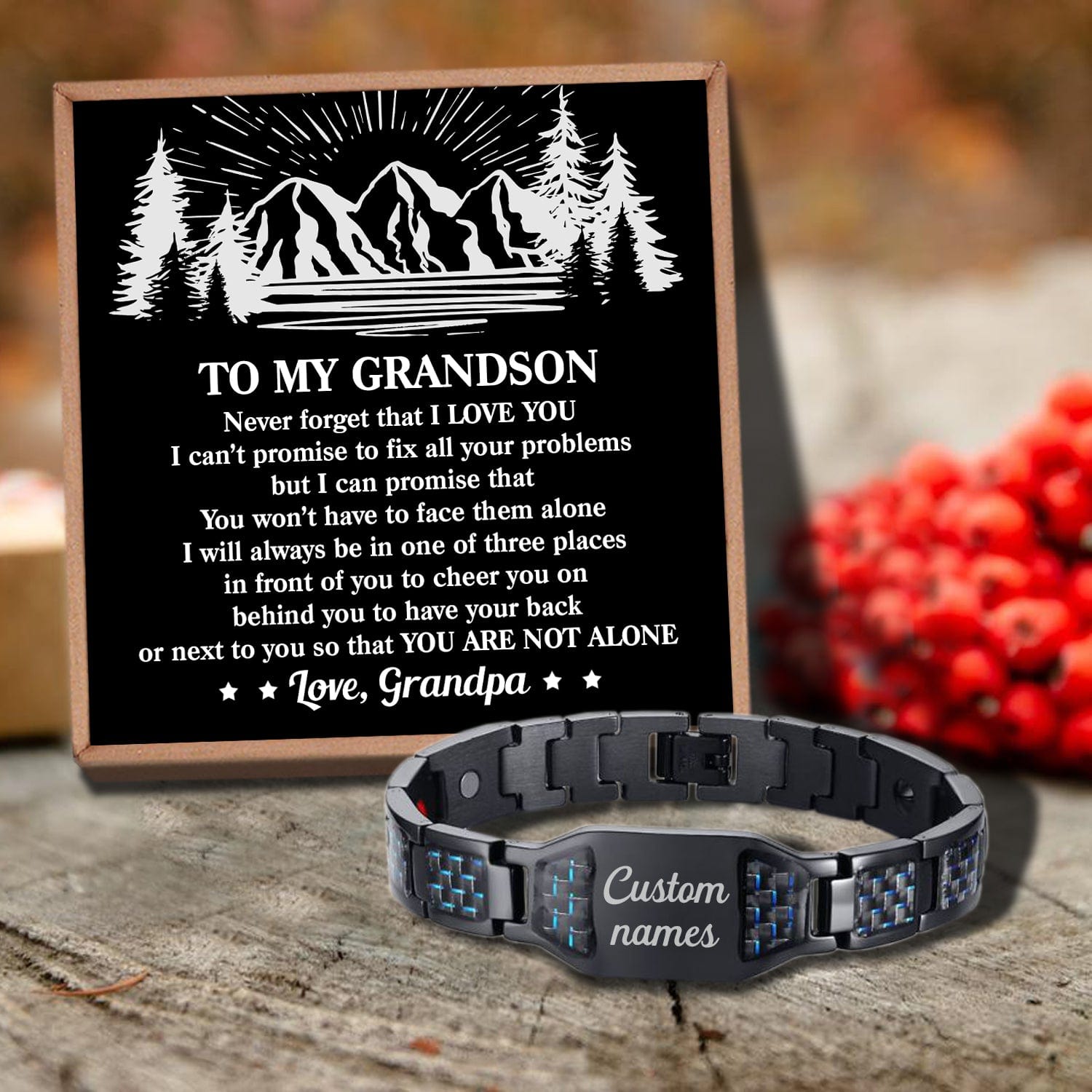 Bracelets For Grandson Grandpa To Grandson - You Are Not Alone Customized Name Bracelet GiveMe-Gifts