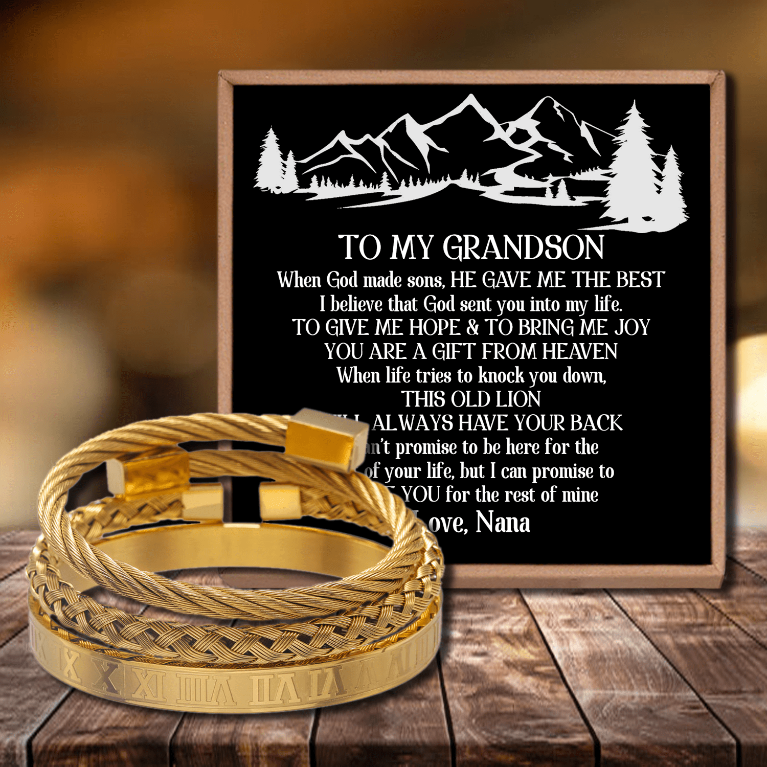 Bracelets Nana To Grandson - Always Have Your Back Roman Numeral Bracelet Set Gold GiveMe-Gifts