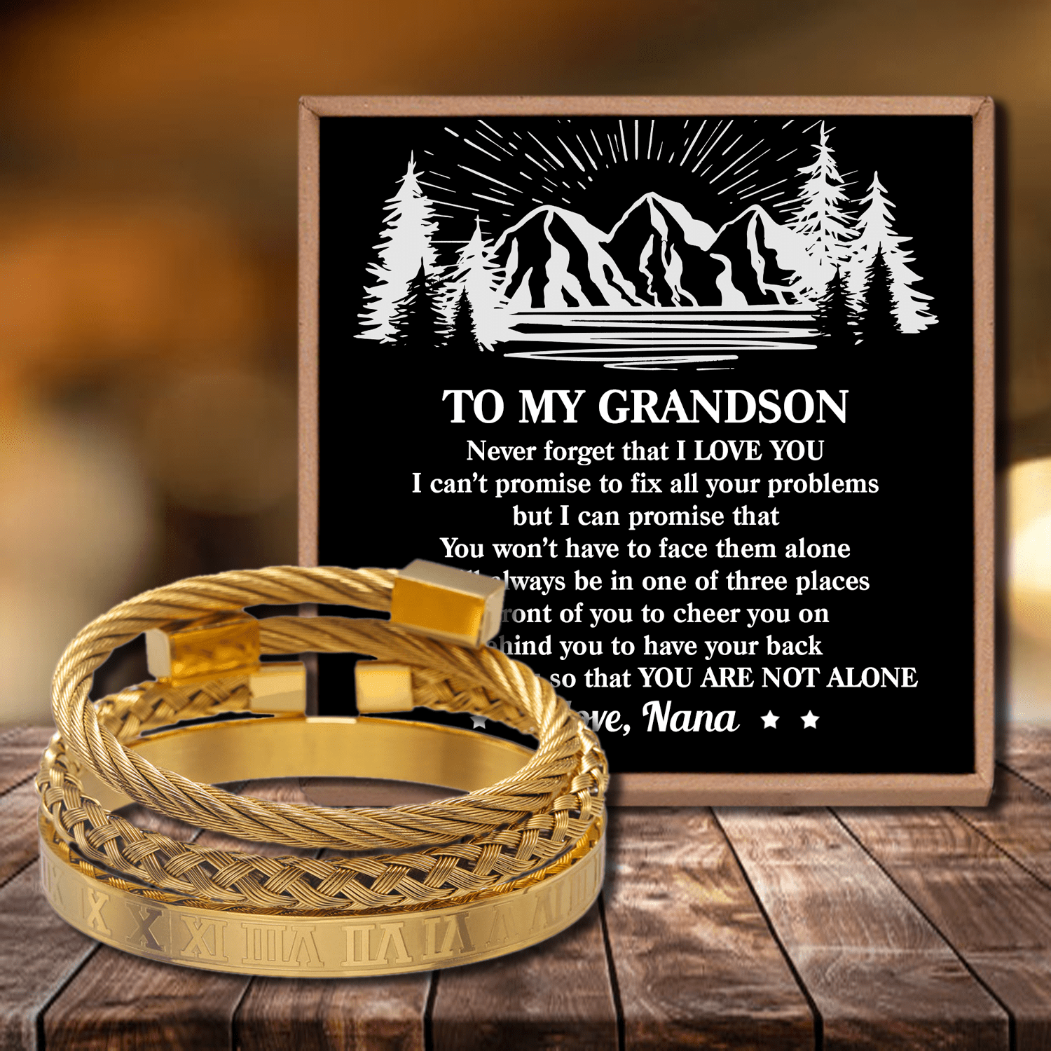 Bracelets Nana To Grandson - You Are Not Alone Roman Numeral Bracelet Set GiveMe-Gifts