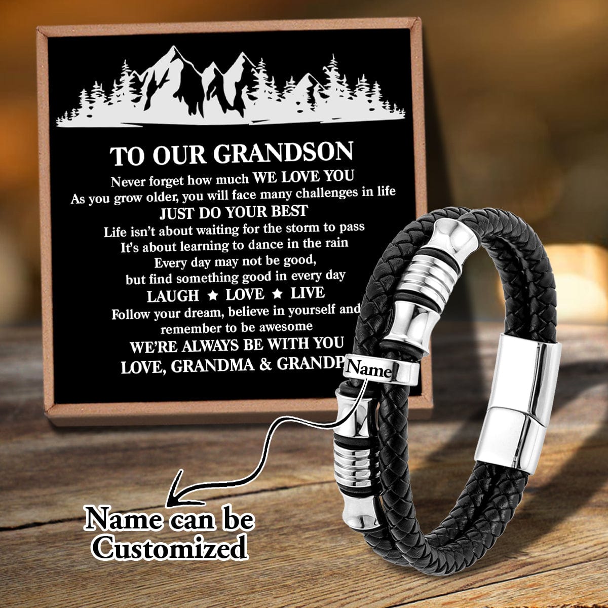 Bracelets For Grandson To Our Grandson - Just Do Your Best Personalized Name Bracelet GiveMe-Gifts