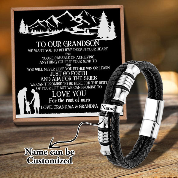 Bracelets For Grandson To Our Grandson - We Promise To Love You Personalized Name Bracelet GiveMe-Gifts