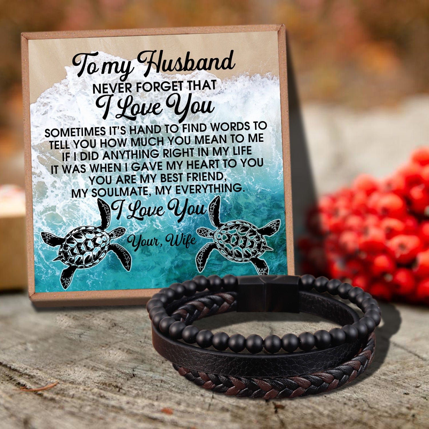 Bracelets For Husband To My Husband - Never Forget That I Love You Black Beaded Bracelets For Men GiveMe-Gifts