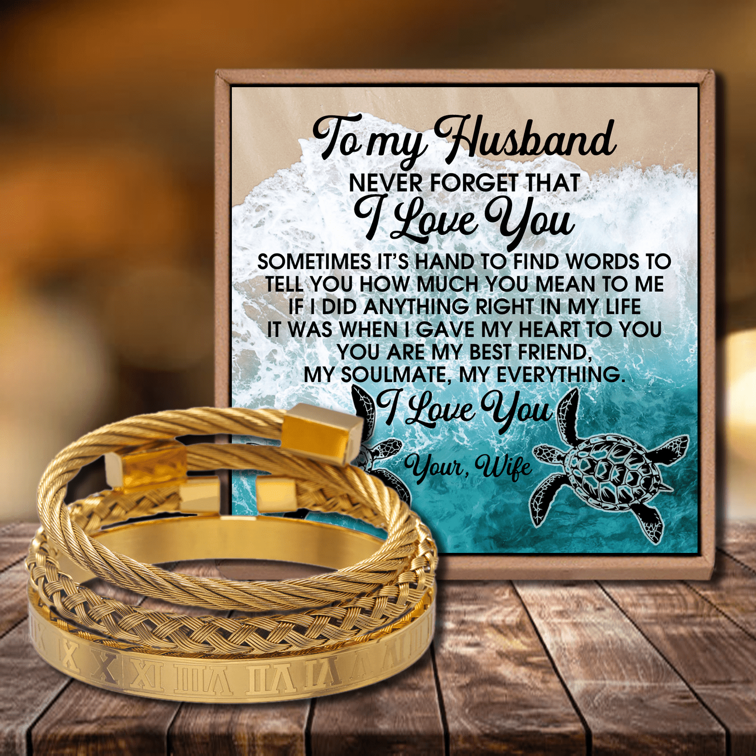 Bracelets To My Husband - Never Forget That I Love You Roman Numeral Bracelet Set Gold GiveMe-Gifts