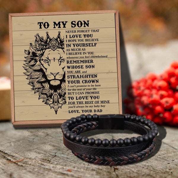 Bracelets For Son Dad To Son - Believe In Yourself Black Beaded Bracelets For Men GiveMe-Gifts