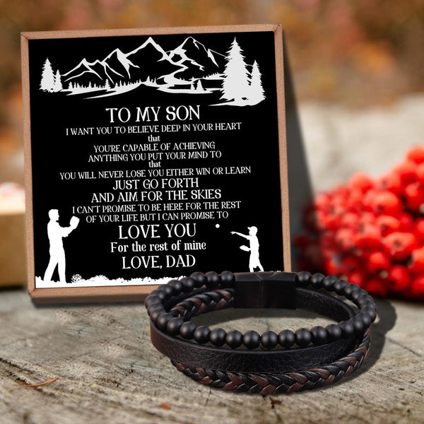 Bracelets For Son Dad To Son - I Love You For The Rest Of Mine Black Beaded Bracelets For Men GiveMe-Gifts