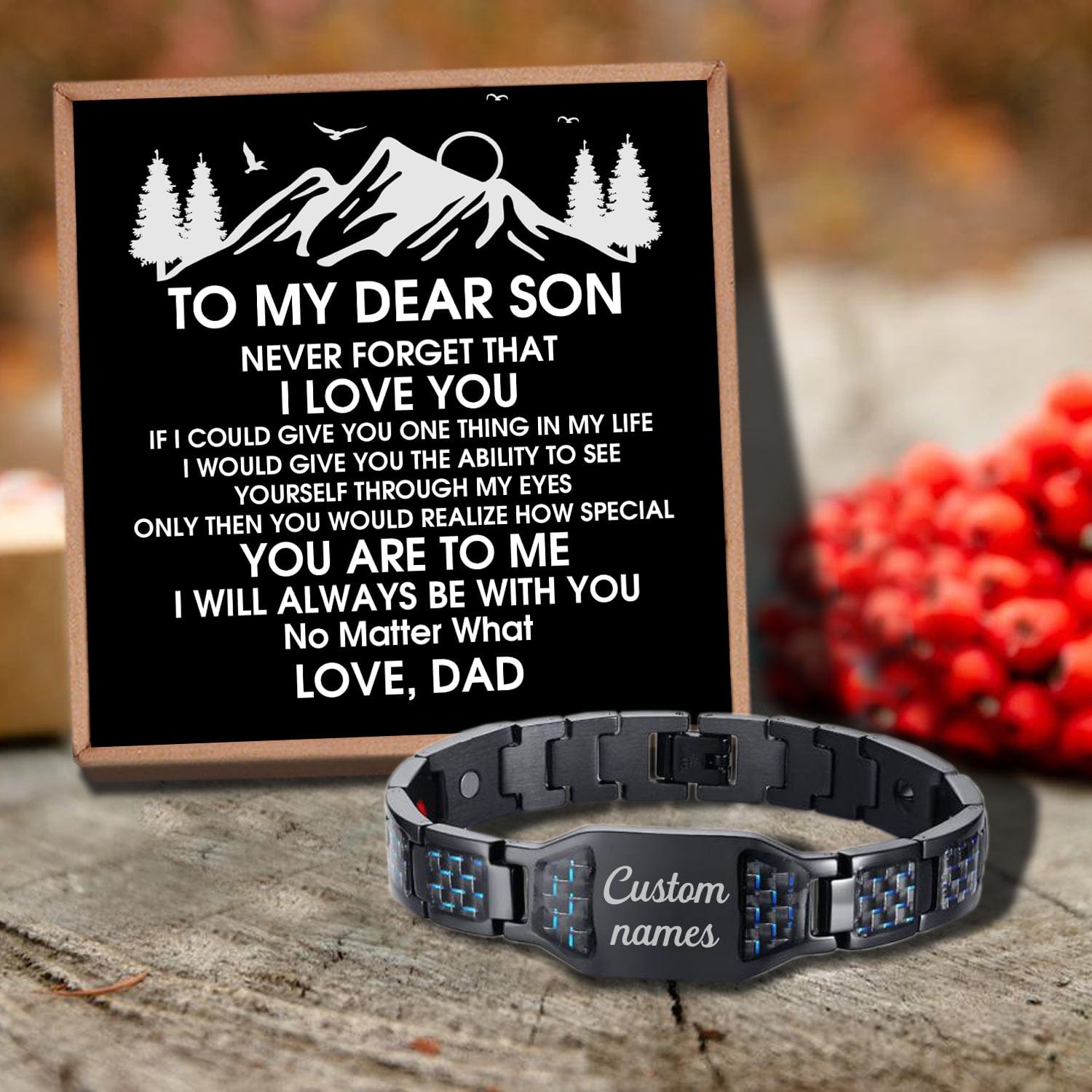 Bracelets For Son Dad To Son - I Will Always Be With You Customized Bracelet For Men GiveMe-Gifts