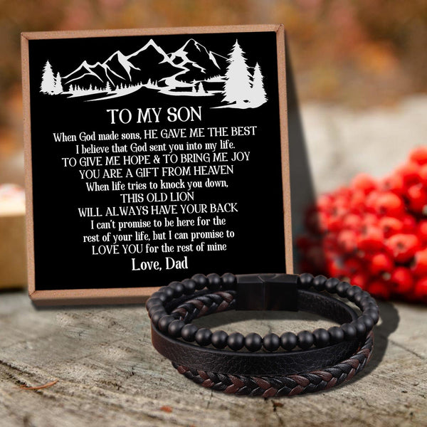 Bracelets For Son Dad To Son - I Will Always Have Your Back Black Beaded Bracelets For Men GiveMe-Gifts