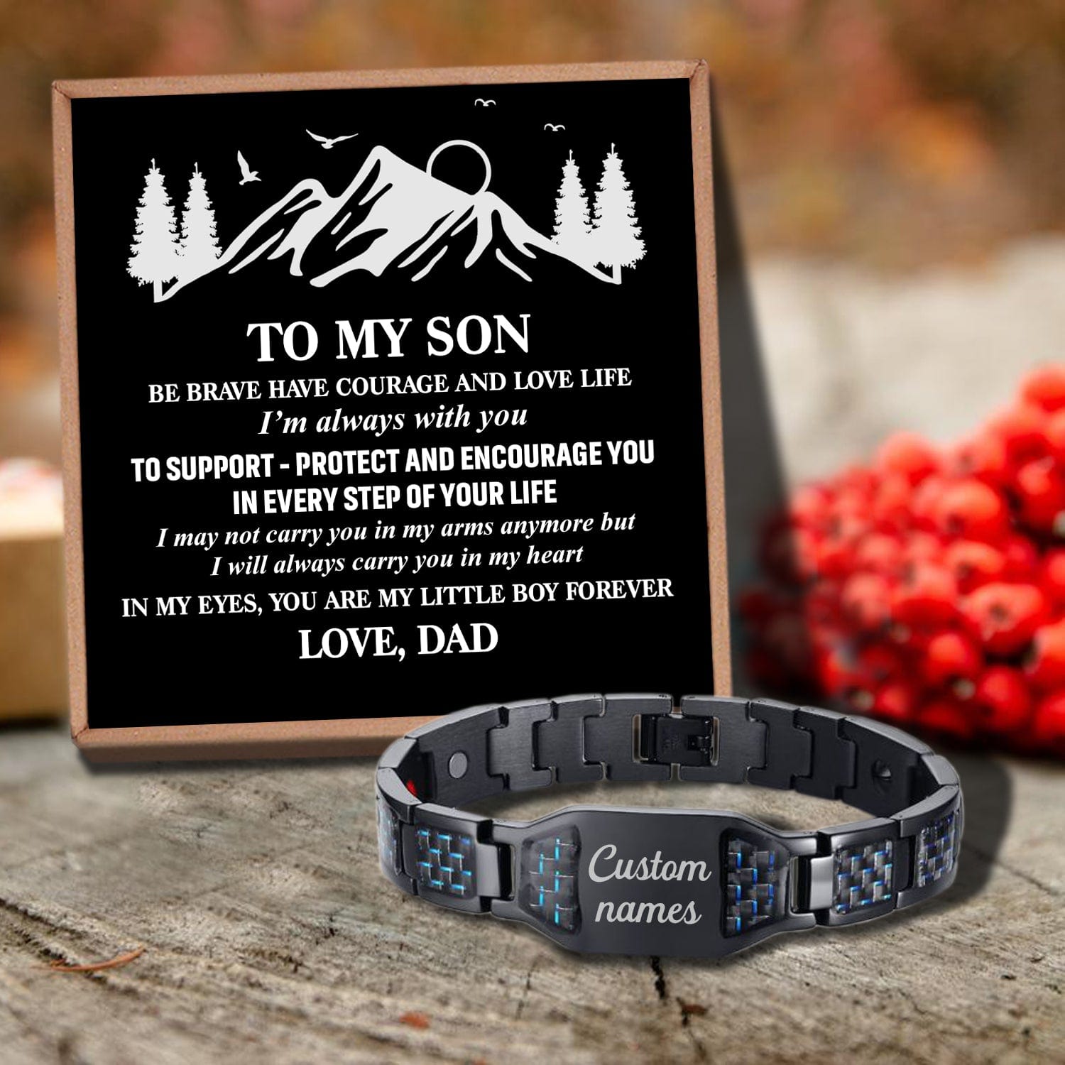 Bracelets For Son Dad To Son - My Little Boy Forever Customized Bracelet For Men GiveMe-Gifts