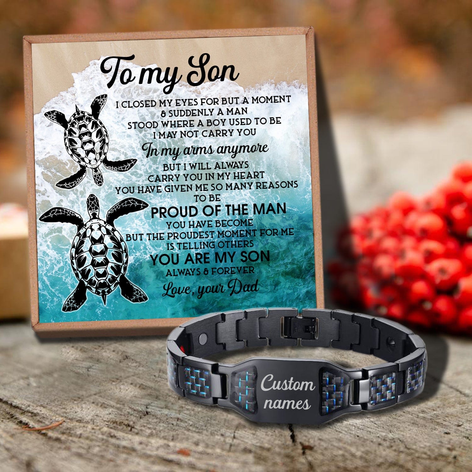 Bracelets For Son Dad To Son - Proud Of The Man Customized Bracelet For Men GiveMe-Gifts