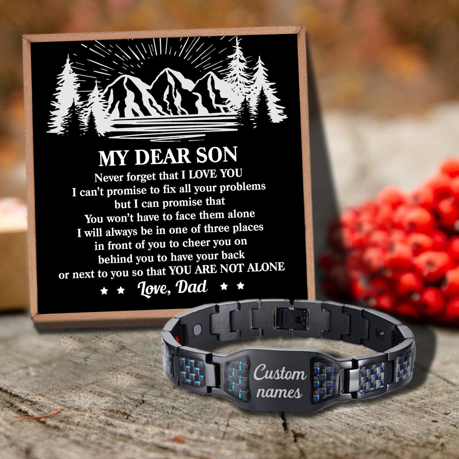 Bracelets For Son Dad To Son - You Are Not Alone Customized Bracelet For Men GiveMe-Gifts