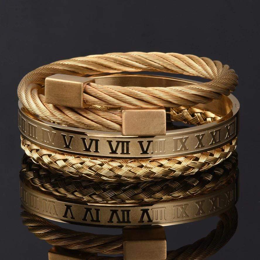 Bracelets Mom To Son - Believe In Yourself Roman Numeral Bracelet Set Gold GiveMe-Gifts
