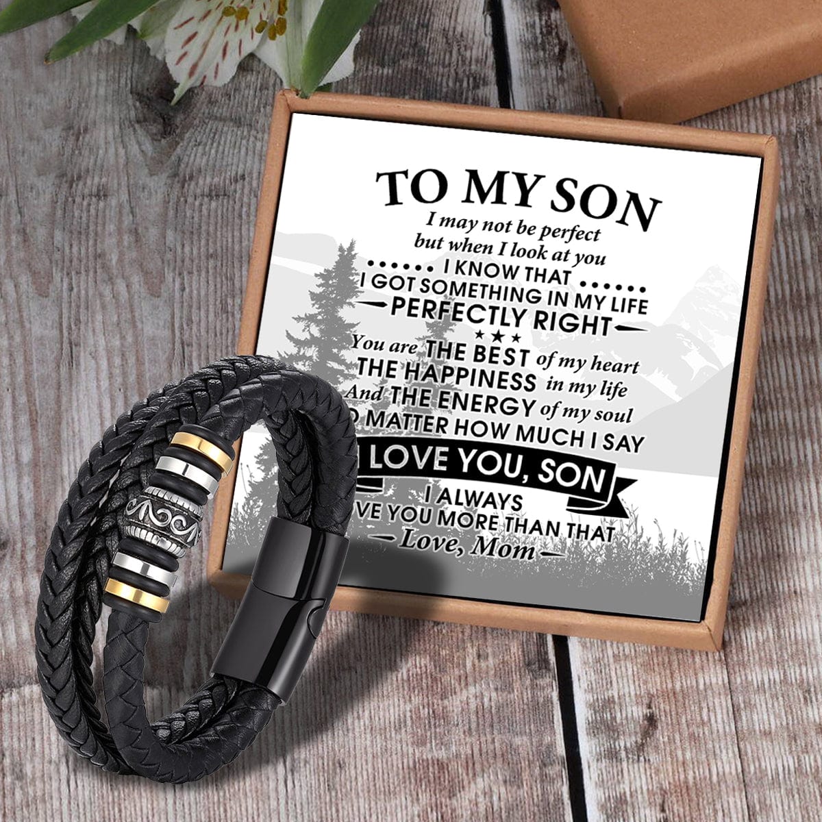 Bracelets For Son Mom To Son - I Love You Braided Leather Bracelet GiveMe-Gifts