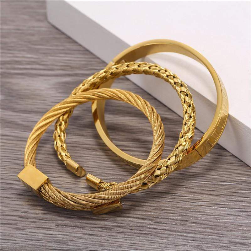 Bracelets Mom To Son - Just Do Your Best Roman Numeral Bangle Weave Bracelets Set GiveMe-Gifts