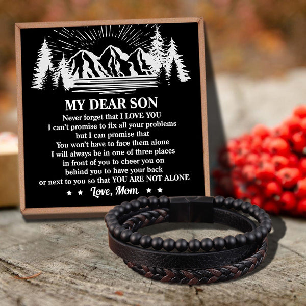 Bracelets For Son Mom To Son - You Are Not Alone Black Beaded Bracelets For Men GiveMe-Gifts