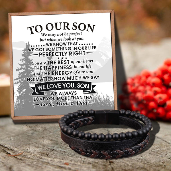 Bracelets For Son To Our Son - We Love You Black Beaded Bracelets For Men GiveMe-Gifts