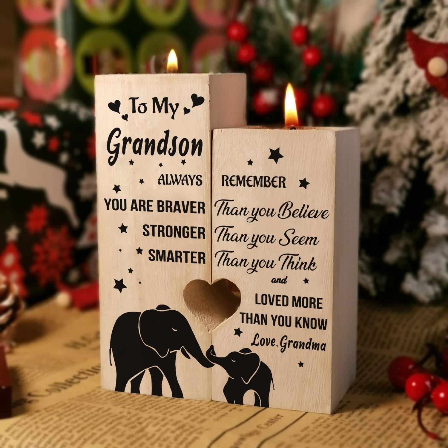 Candle Holders Grandma To Grandson - You Are Loved More Than You Know Wooden Candle Holders GiveMe-Gifts