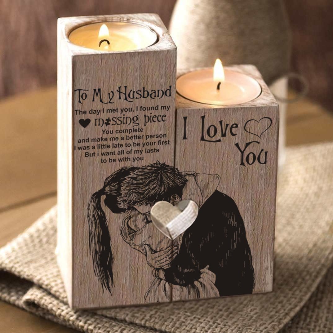 Candle Holders To My Husband - I Love You Wooden Candle Holders GiveMe-Gifts