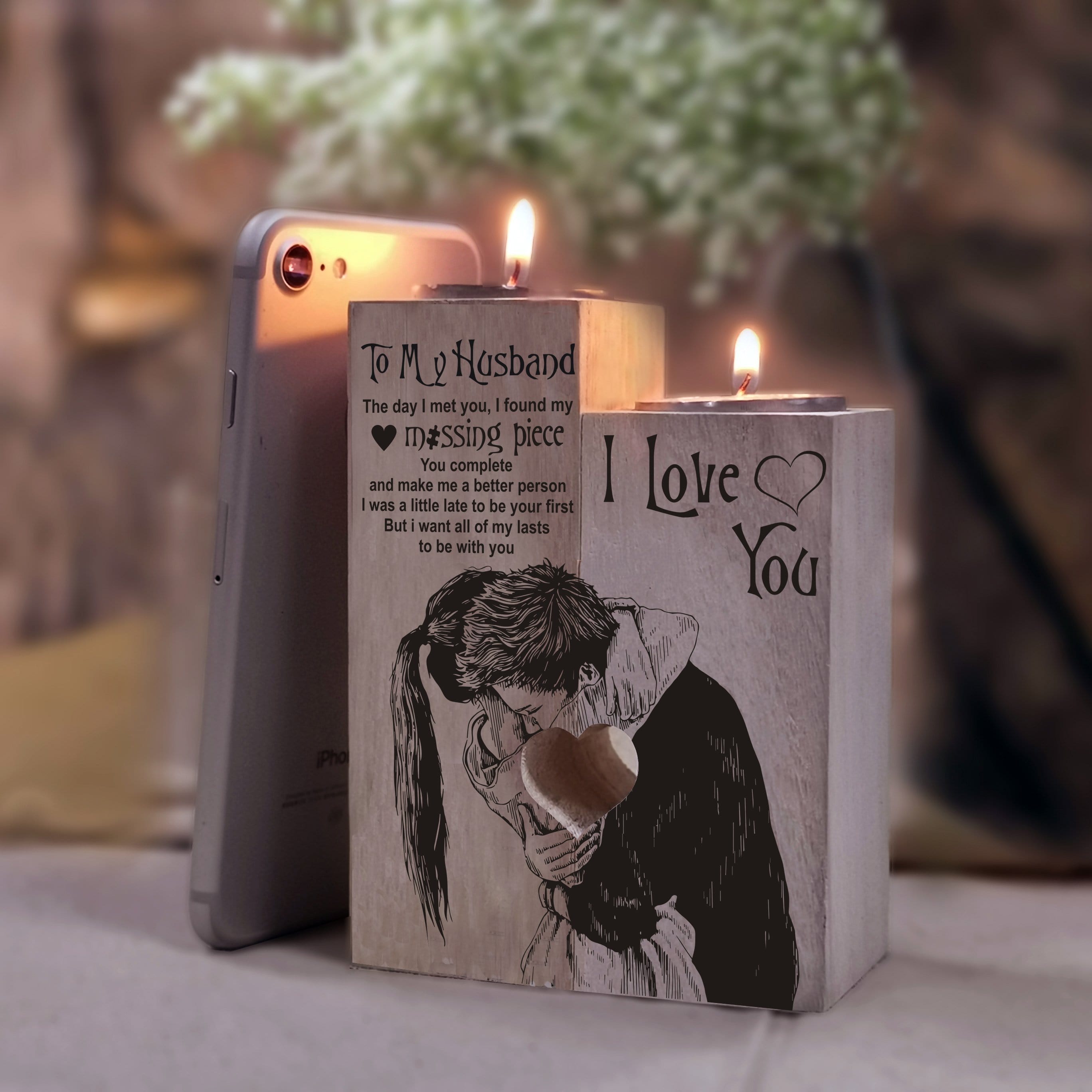 Candle Holders To My Husband - I Love You Wooden Candle Holders GiveMe-Gifts