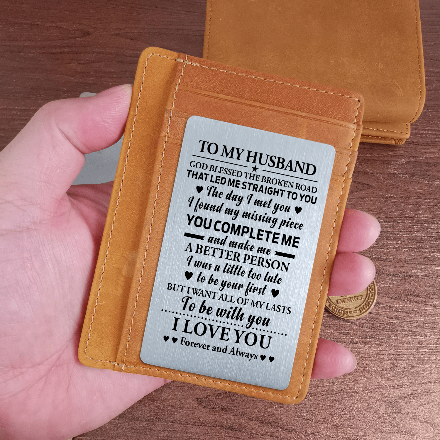 Card Holder Wallet To My Husband - You Complete Me Leather Card Holder Wallet GiveMe-Gifts