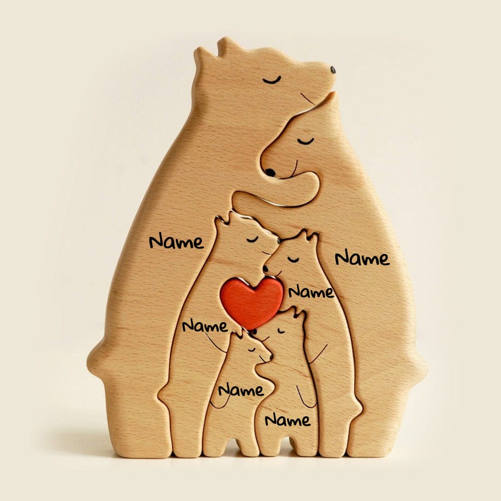 Home Decor Wooden Bear Family Personalized Name Puzzle (5 Personalized Names) GiveMe-Gifts