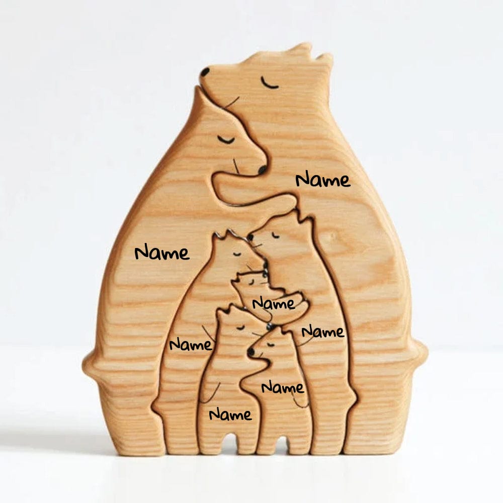 Home Decor Wooden Bear Family Personalized Name Puzzle (5 Personalized Names) GiveMe-Gifts