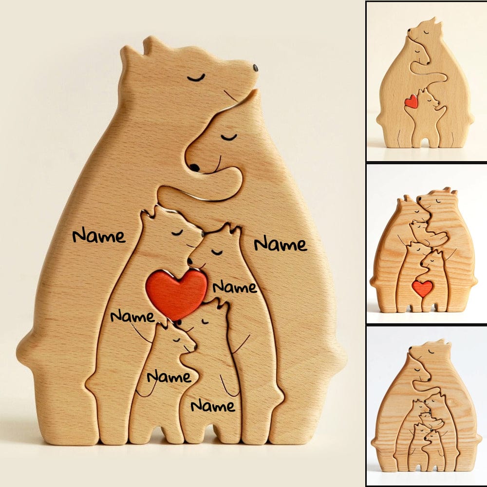 Home Decor Wooden Bear Family Personalized Name Puzzle (5 Personalized Names) GiveMe-Gifts