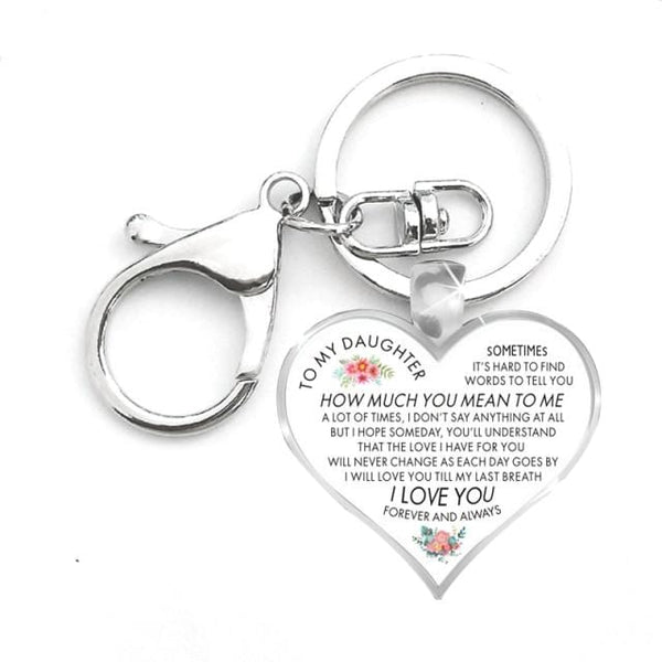 Keychains To My Daughter - I Love You Forever Engraved Heart Keychain GiveMe-Gifts