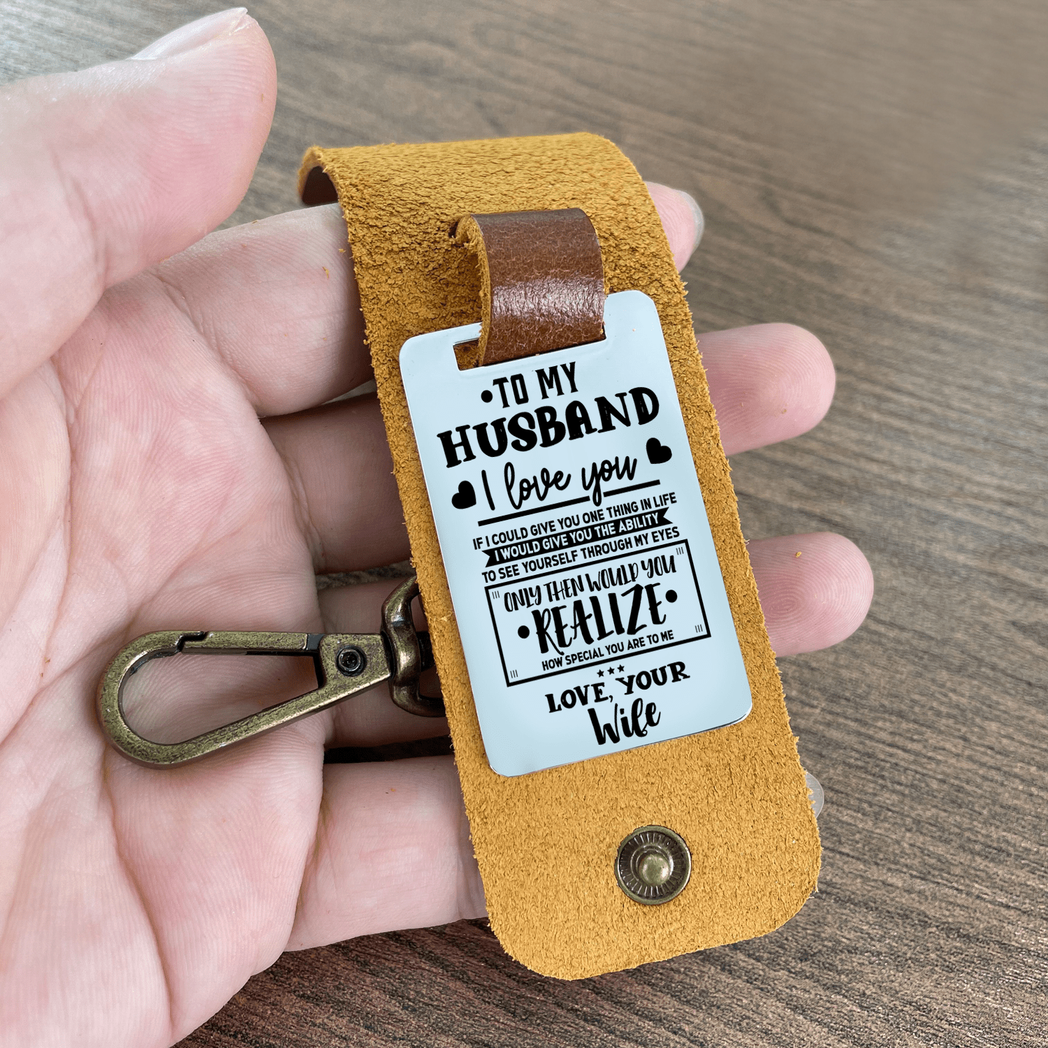 Keychains To My Husband - See Yourself Through My Eyes Leather Customized Keychain GiveMe-Gifts