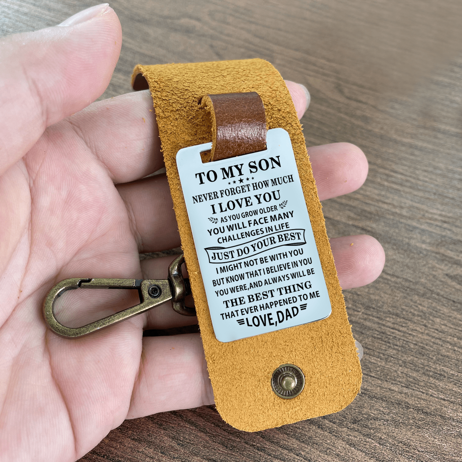 Keychains Dad To Son - Just Do Your Best Leather Customized Keychain GiveMe-Gifts