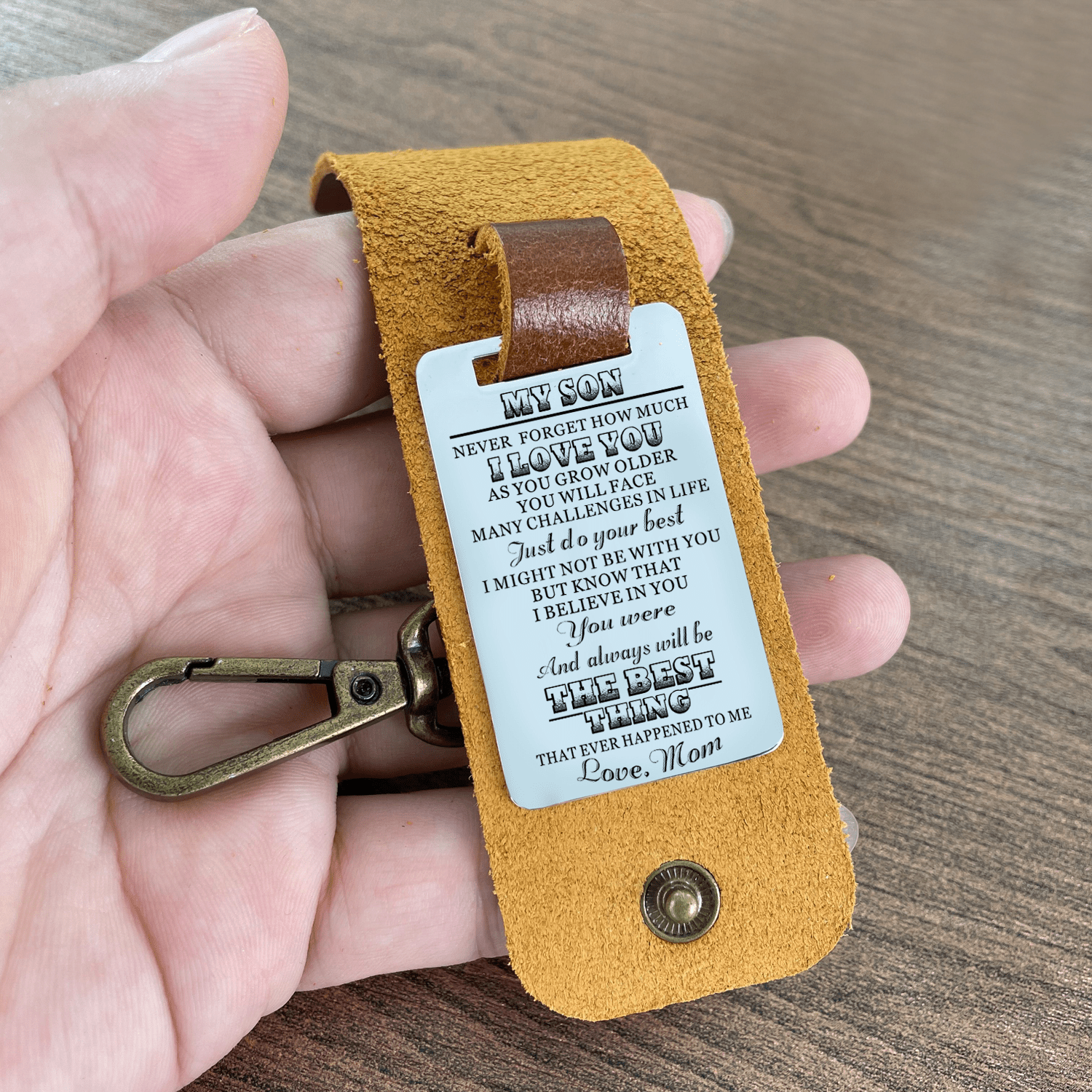 Keychains Mom To Son - The Best Thing Leather Customized Keychain GiveMe-Gifts