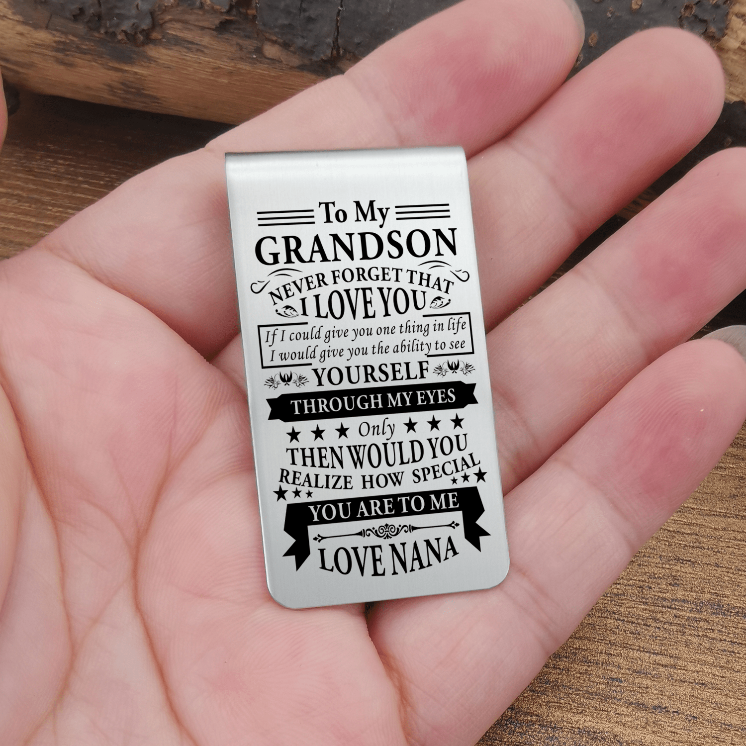 Money Clips Nana To Grandson - Never Forget That I Love You Engraved Money Clip GiveMe-Gifts