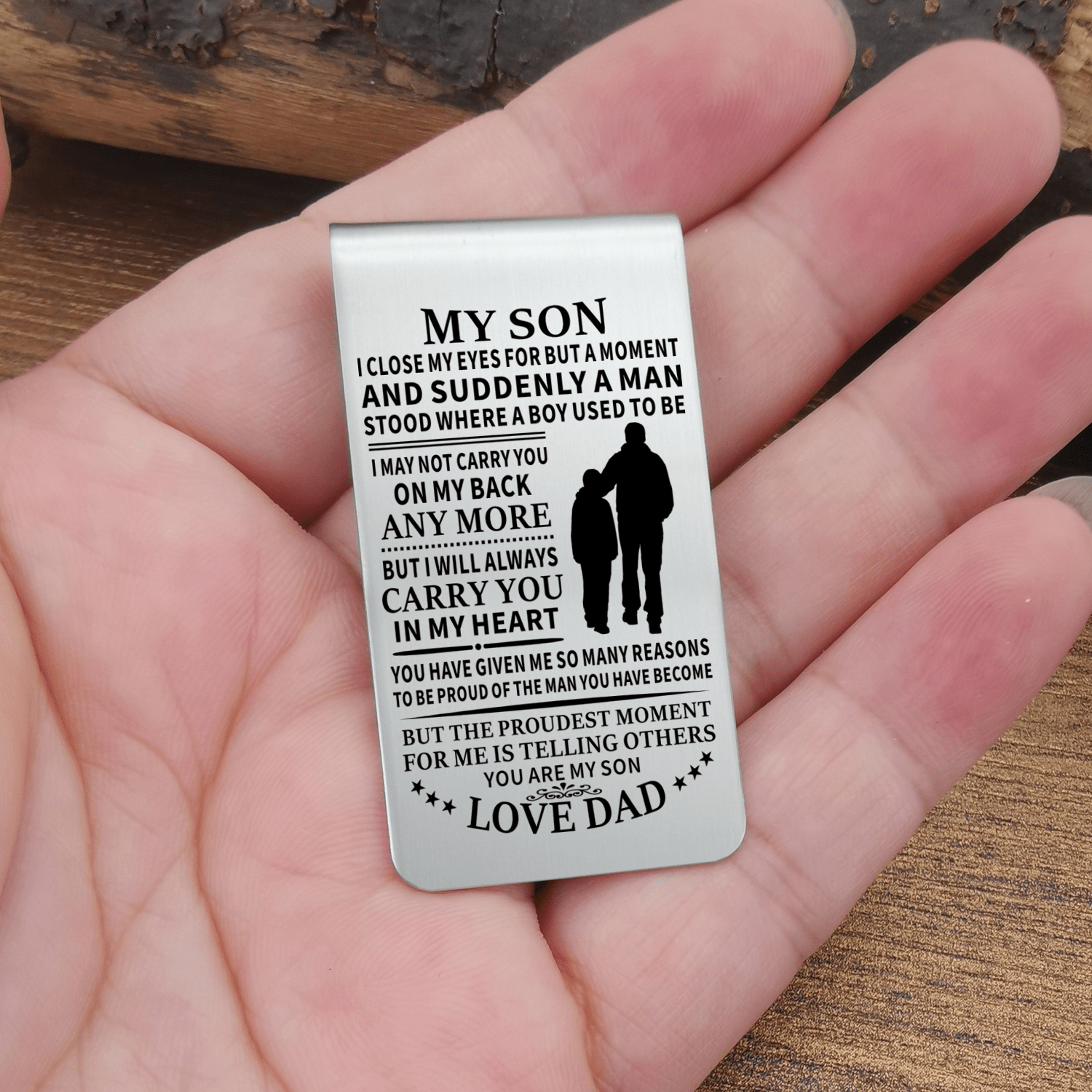 Money Clips Dad To Son - Carry You In My Heart Engraved Money Clip GiveMe-Gifts