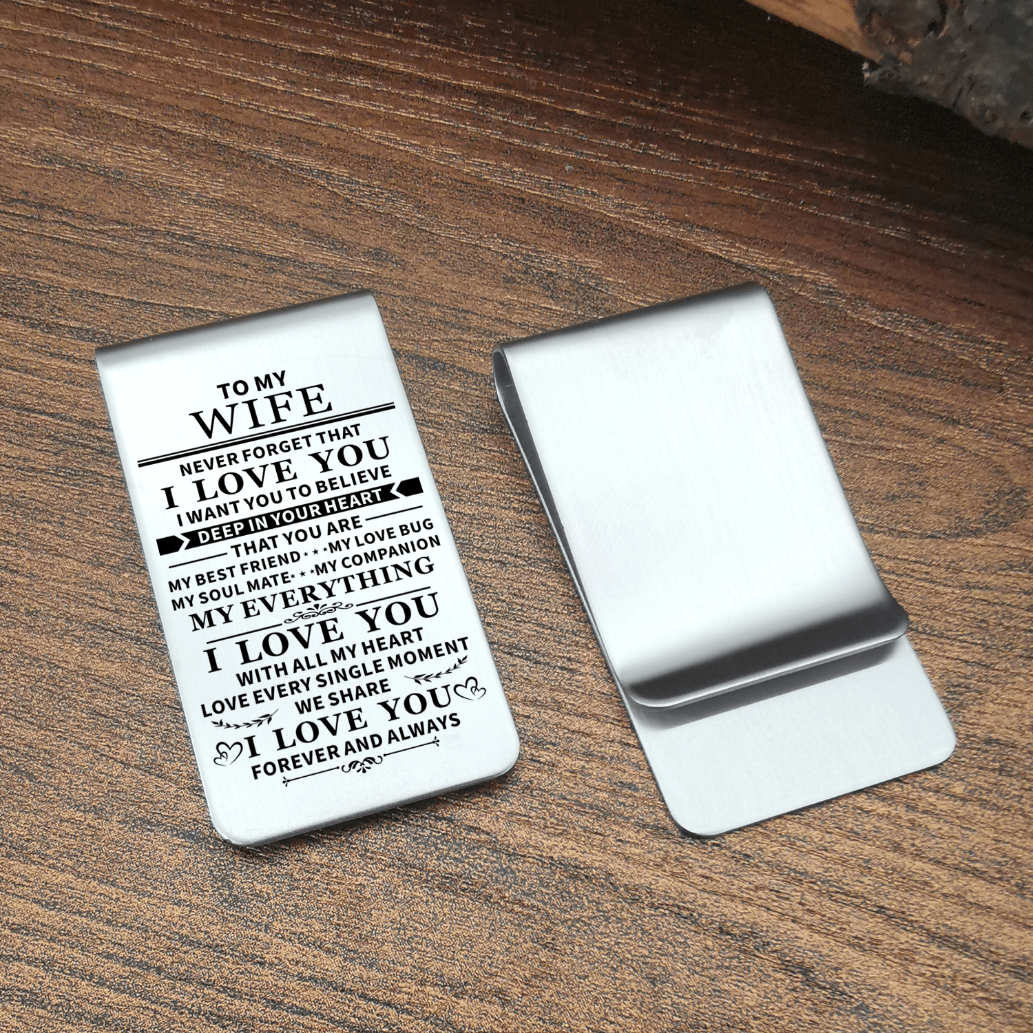 Money Clips To My Wife - I Love You With All My Heart Engraved Money Clip GiveMe-Gifts