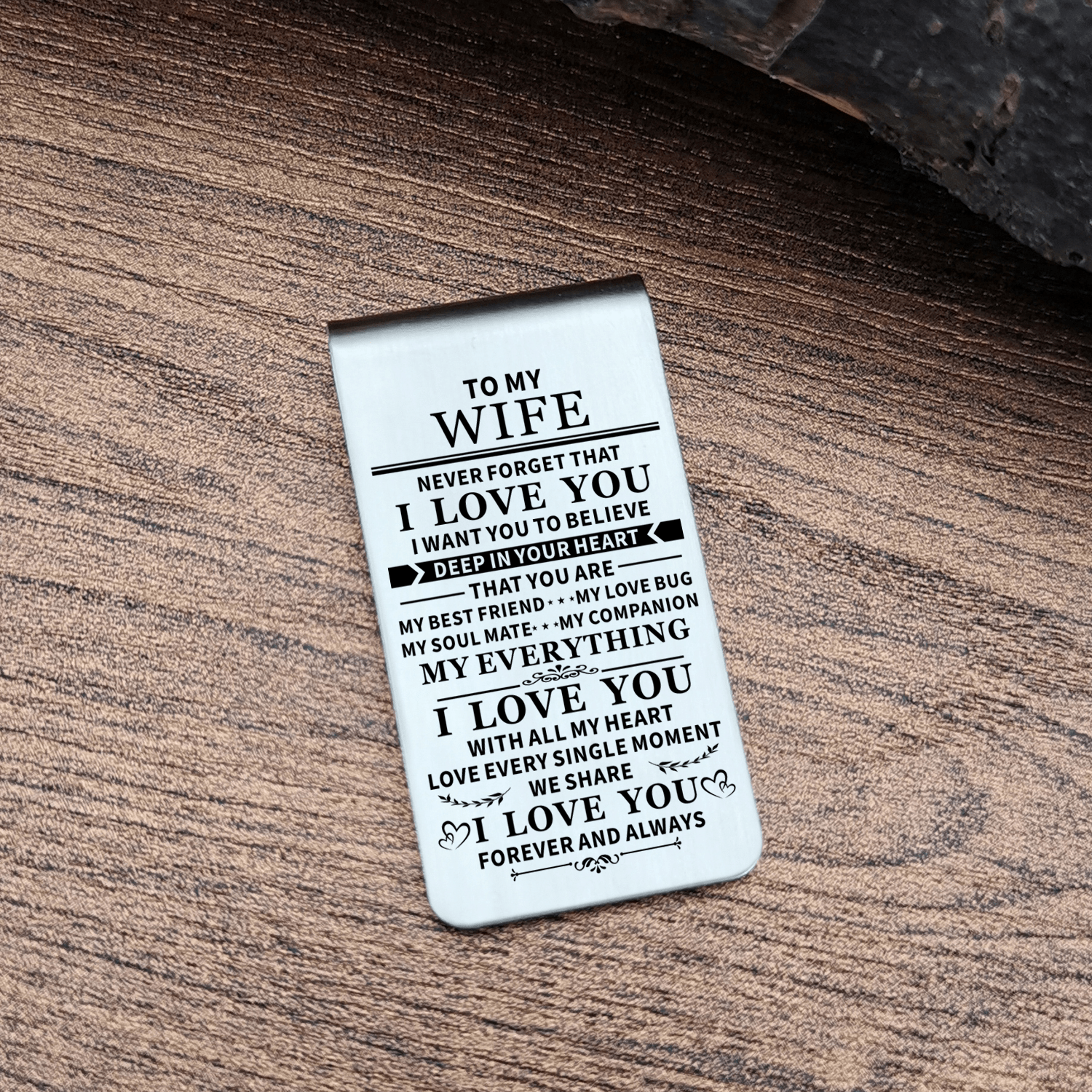 Money Clips To My Wife - I Love You With All My Heart Engraved Money Clip GiveMe-Gifts