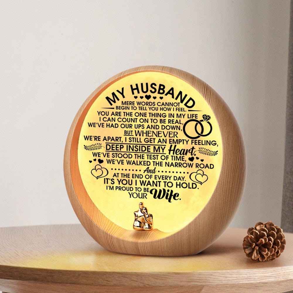 Moon Lamp To My Husband - I Am Proud To Be Your Wife Engraved Moon Light GiveMe-Gifts