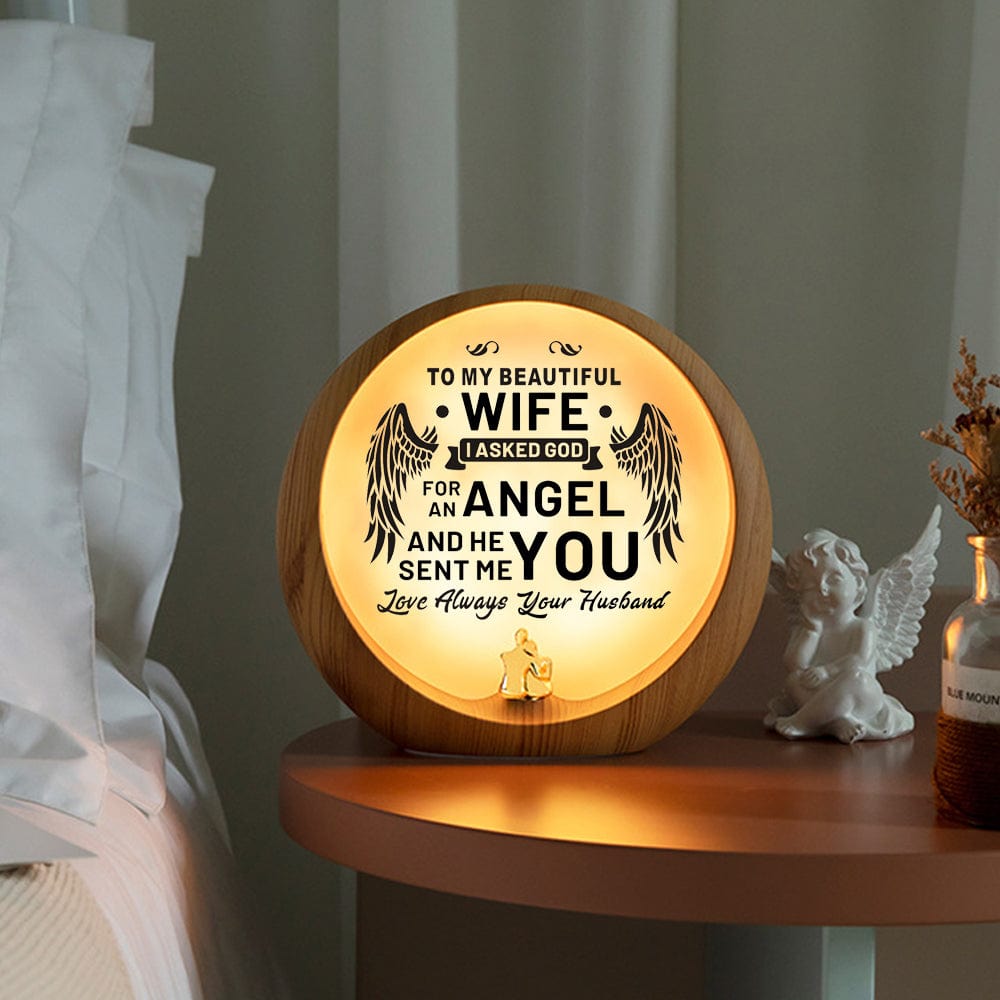 Moon Lamp To My Wife - I Asked God For An Angel Wood Moon Light GiveMe-Gifts