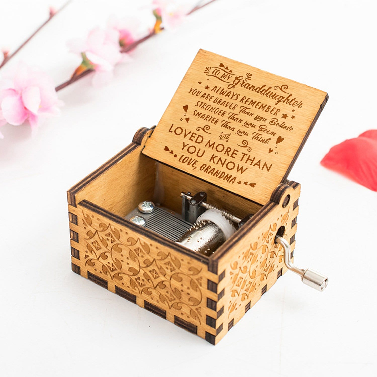 Music Box Grandma To Granddaughter You Are Loved More Than You Know Engraved Wooden Music Box GiveMe-Gifts