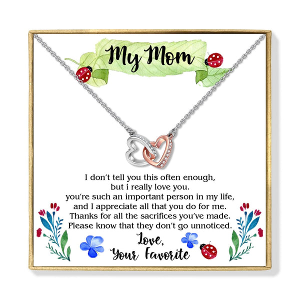 Necklaces To My Mom - I Really Love You Interlocking Heart Necklace GiveMe-Gifts